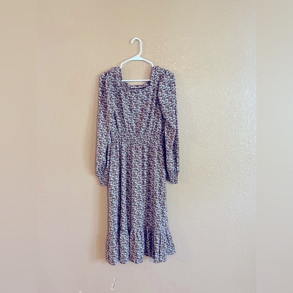 Downeast midi brown ditsy dress. Like-new condition